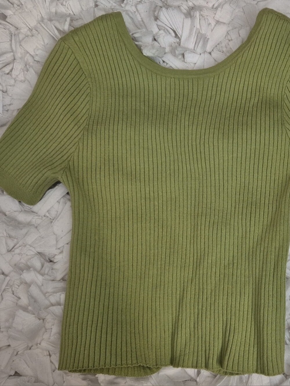 Ribbed Short-Sleeve Sweater Top Croptop